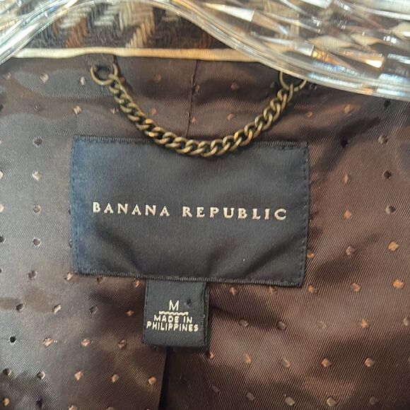 Banana Republic 99% Wool Brown/Black Plaid/Houndstooth Jacket. Size Medium. - Picture 5 of 9